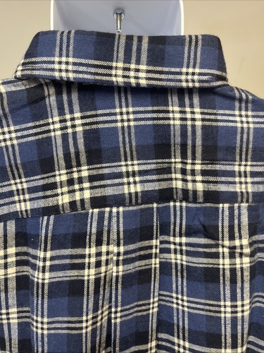 Men’s Flannel Long Sleeve St John’s Bay Xl Button Front Navy & Off White Plaid - Picture 4 of 6