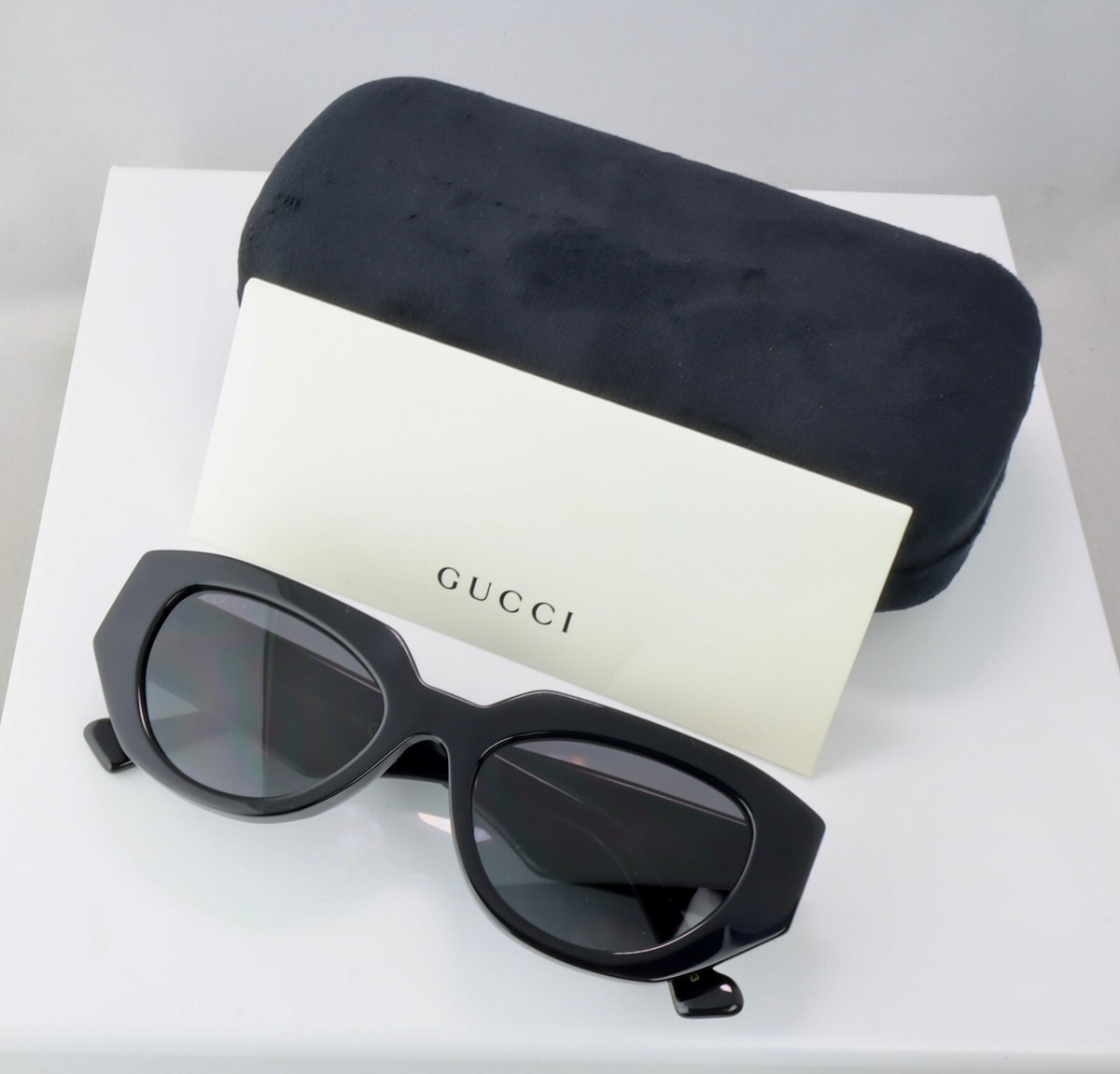 Gucci GG1421S 001 51mm Cat Eye Black Women Sunglasses with Grey Lens