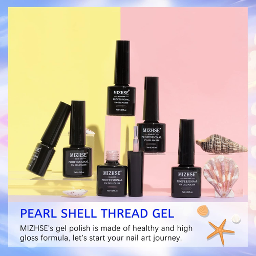 Pearl Gel Nail Polish Set, 6 Colors Shimmer Glitter White Pink Blue Green Gel Na - Picture 8 of 12