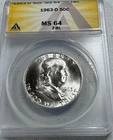 1963-D  FRANKLIN US Half Dollar,   MS64 by ANACS,   FBL,   a SUPERB coin!!!!