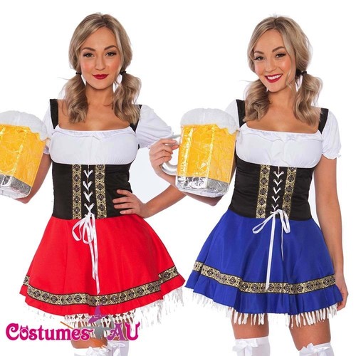 Ladies Beer Maid Oktoberfest Costume Gretchen German Fancy Dress Heidi Wench  - Bild 1 von 13