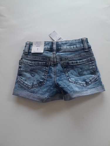 Girls Justice Slim Stone Washed Medium Denim Jean Short Shorts Size 6 - Picture 5 of 7