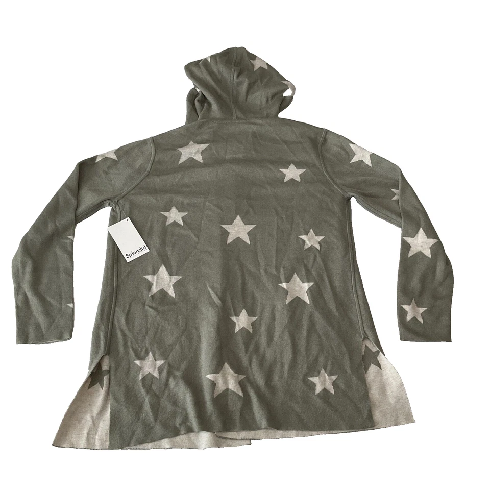 Espléndida sudadera con capucha frente abierto para mujer talla S gris reversible estrella elástica Foto 2 de 4