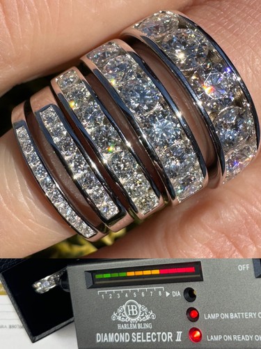 Real Moissanite Half Eternity Band Channel Set Wedding Ring 925 Silver 1.5mm-5mm - Picture 10 of 24