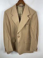 Vintage Camel Hair Patch Two-Button Sport Coat Blazer Jacket 42