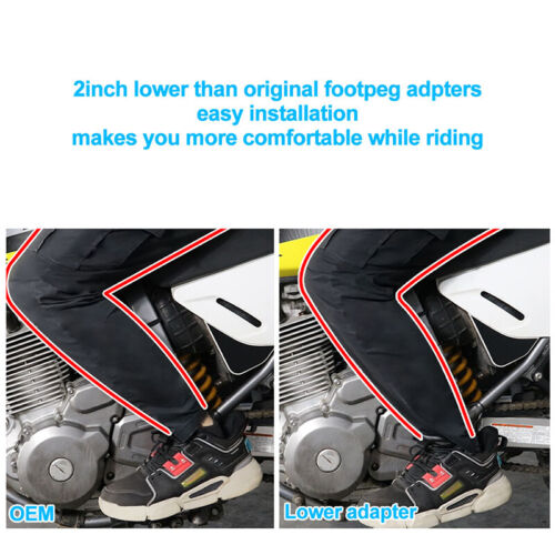 1 Pair Aluminium Footpeg Lowering Mounts Fit For Suzuki DR650 1996-2024 Black - Picture 8 of 22