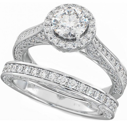 New His And Hers Titanium /925 Sterling Silver Wedding Engagement Ring Band Set - Picture 6 of 14