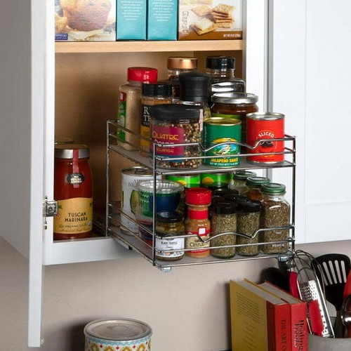 Spice Rack Organizer for Cabinet, Heavy Duty-10-1/2"Wx10-3/8 Dx8-7/8 H (BLACK) - Picture 3 of 8