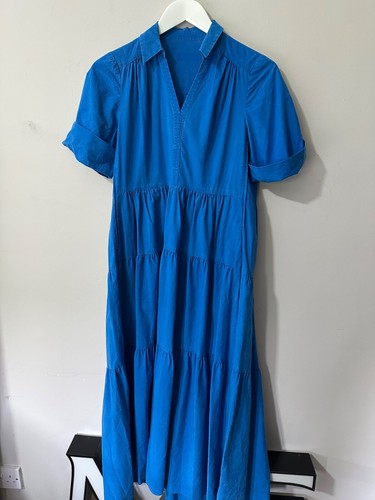 ME+EM Dress Blue V Neck with collar (No belt) Faded Size UK8