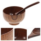 2 Pcs Wood Rice Bowl Wooden Bowls for Food Vegetable Serving Ramen Spoon