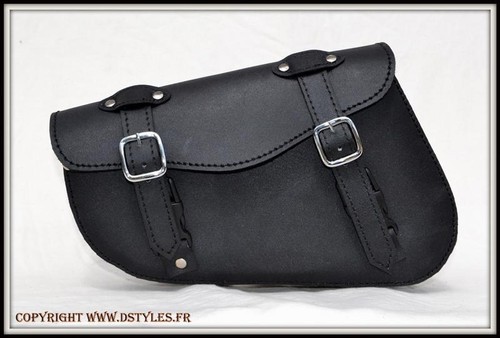 Sacoche latérale de cadre en Cuir NOIR Simple { Custom Harley Sportster iron } - Imagen 2 de 10
