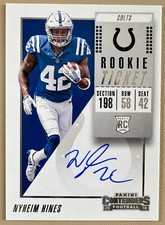 2018 Panini Contenders Rookie Ticket #129 Nyheim Hines Colts Autograph