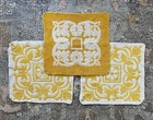 Three Vintage Sears Sculpted Wash Cloth Face Towel Yellow USA Mid Century MCM