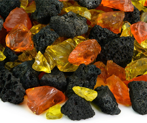 Marigold Glow - Fire Glass and Lava Rock Blend for Indoor and Outdoor Fire Pits