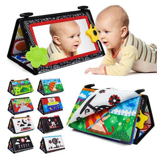 Tummy Time Floor Mirror for Baby Infant Toddler Kids Black and White High Con...