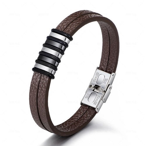 Men's Wrist Band Rope Cuff Braided Leather Bracelets with Magnetic Clasp Wrist - Picture 27 of 35