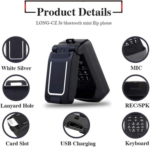 Mini Handy Klappbar Flip Phone Bluetooth Kleinstes Telefon für Kinder Arbeit X56 - Bild 3 von 8