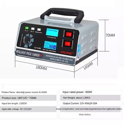 12-24V Auto Car Battery Charger AC/DC 14.6V 20A/40A For Lithium Iron LiFePO4 - Picture 13 of 14