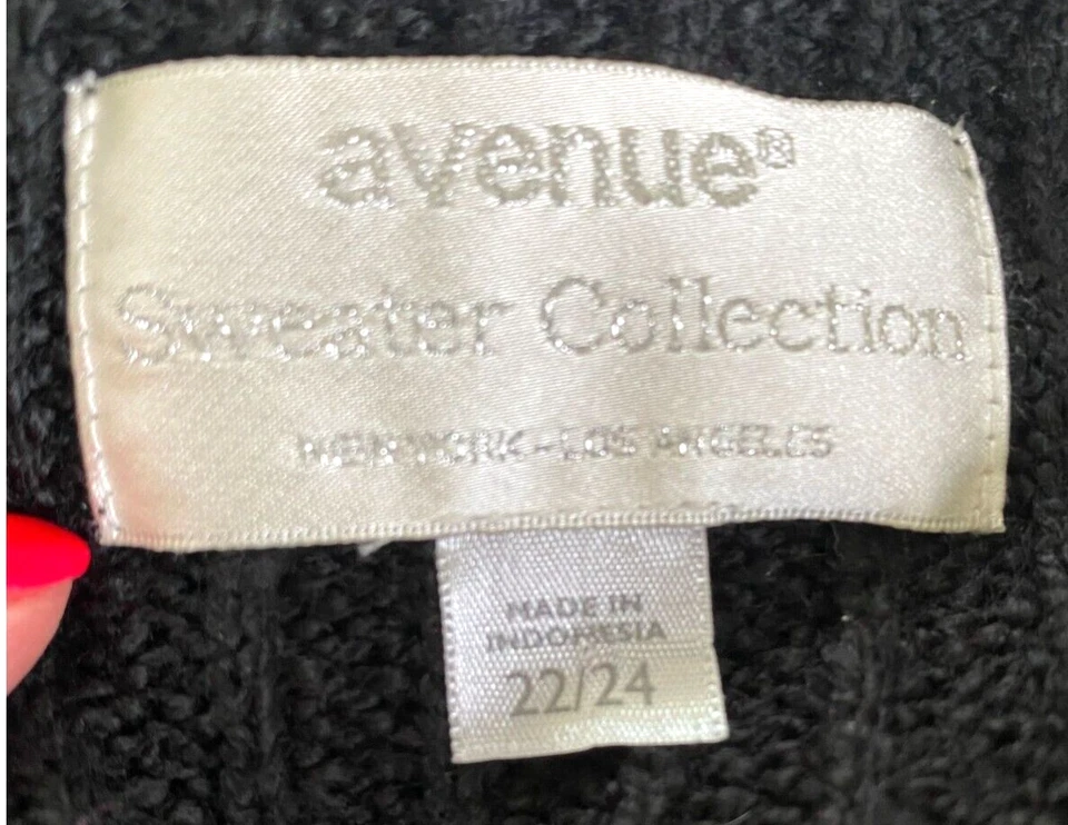 Avenue Sweater Collection Mujer Negro Acanalado Cuello en V Suéter Talla 22/24 Cápsula Foto 3 de 4