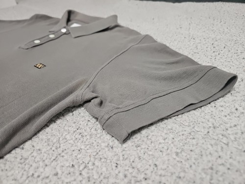 Billy Reid Gray Pima Cotton Embroidered Lightweight S/S Polo Shirt SZ Medium - Picture 9 of 11