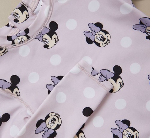 Girls size 6 Long sleeve zip Swimsuit bathers Purple MINNIE MOUSE UPF50+ NEW 554 - Picture 3 of 3
