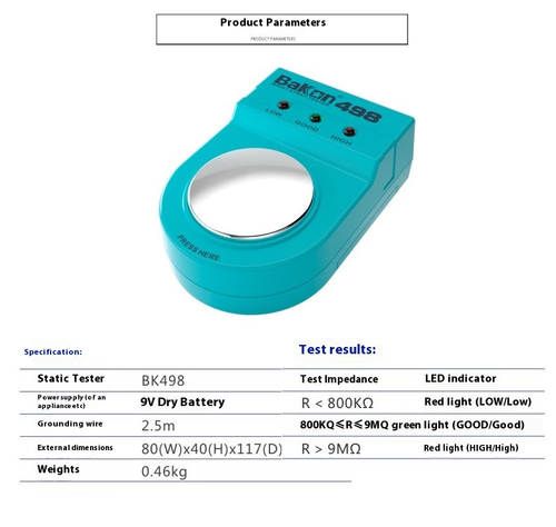 Probador de correa de muñeca antiestática antiestática BK498 monitor de correa de muñeca antiestática - Imagen 7 de 10