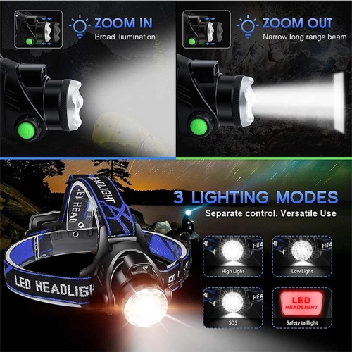 990000LM LED Stirnlampe Super Hell Wiederaufladbar Bewegungssensor Kopflampe USB - Bild 7 von 13