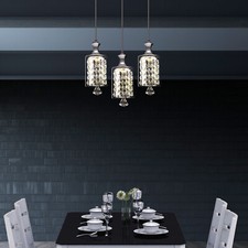 3-Light Linear Island Pendant Hanging Ceiling Fixture Crystal Chandelier 5W 3