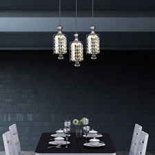 3-Light Linear Island Pendant Hanging Ceiling Fixture Crystal Chandelier 5W*3