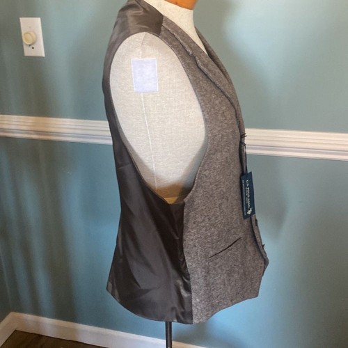 NWT U.S. Polo Assn brown wool blend tweed button down vest Academia preppy retro - Picture 7 of 9
