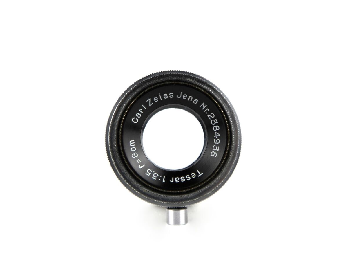 Lens Carl Zeiss Jena Tessar 1:3,5 f = 8 cm Mount M39 Germany Lens Carl Zeiss Jena Tessar 1:3,5 f = 8 cm Mount M39 Germany