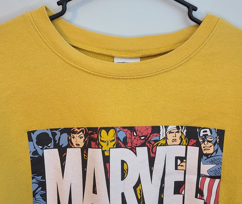 Marvel Yellow Sweatshirt Youth M 7-9 Logo Comics Graphic Print Super Heroes - Picture 3 of 10