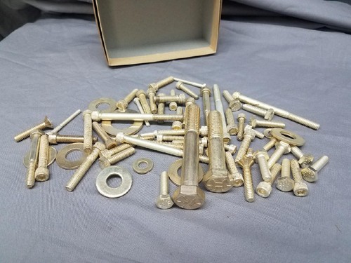 65 Piece LOT of New Assorted Silver Plated Hardware Hex Bolts Socket Cap Washers - Picture 5 of 6