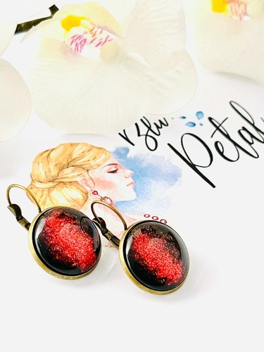 *NEW* Handmade / Hand Painted Earrings Black/red - Scarlet Earrings - Jewellery - Picture 2 of 2