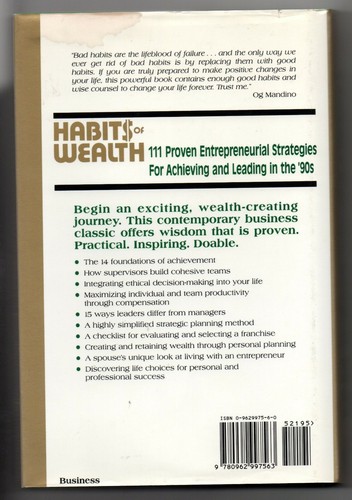 Habits of Wealth 1992 HC Book Bill Byrne 111 Proven Entrepreneurial Strategies - Picture 2 of 6