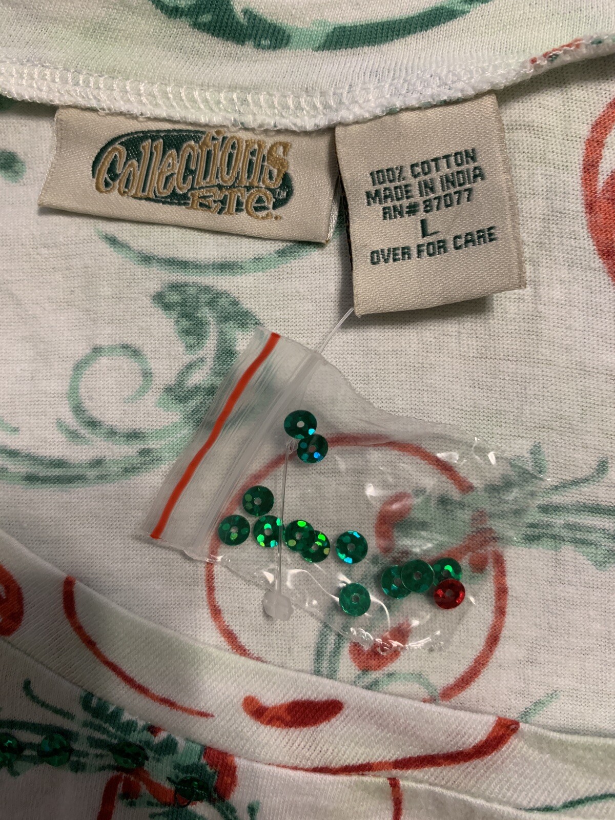 Womens Holiday Top Size Large Collections ETC Cardinals Sequins