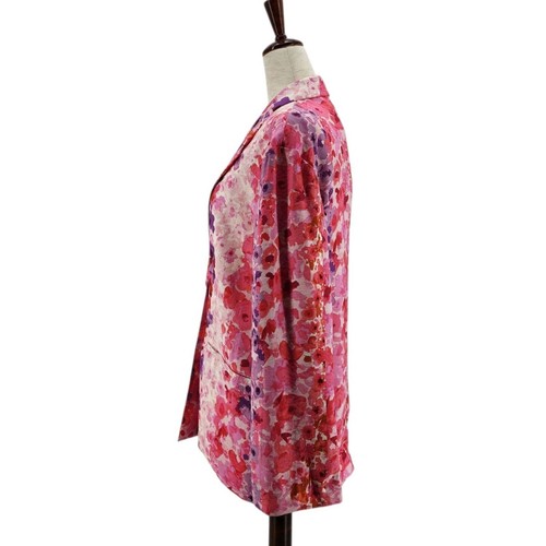 NEW H&M Womens XS Jacket Blazer Floral Pink Purple Relaxed Fit Boho Cottage - Picture 3 of 13