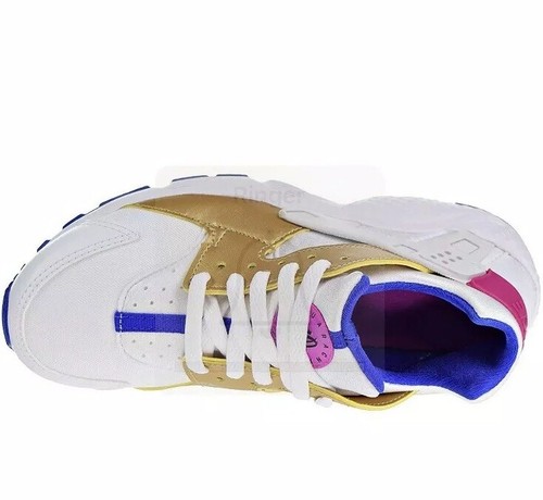 Nike Huarache Run (GS) White Gold Blue Athletic Big Kids Size 5Y 654280 109 - Picture 5 of 6