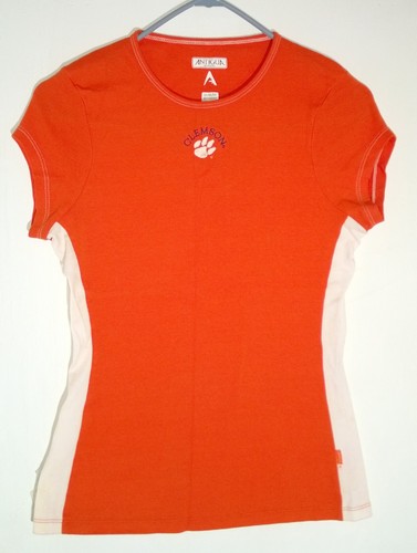 Vintage Antigua Womens Clemson Tee Size Medium Orange White Embroidered Logo - Picture 2 of 11