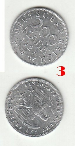 Münzen ECHT SILBER Deutsches Reich 3 Mark + 200 Mark + 500 Mark Alu 1923 1922 - Bild 2 von 5