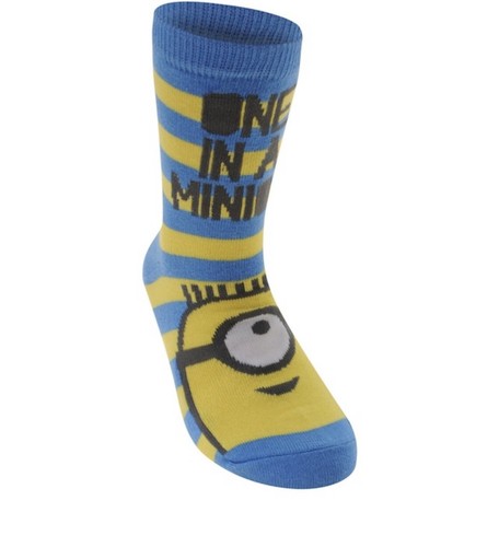 Minion Character/cartoon Kids Boy 3pair Socks Size Junior 1-6 Blue/yellow Colour - Picture 1 of 4