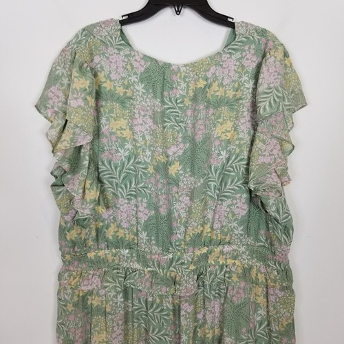 Wonderly Women's V-Neck Printed Ruffle Midi Dress Sz 2XL Summer Short Sleeve - Picture 5 of 10