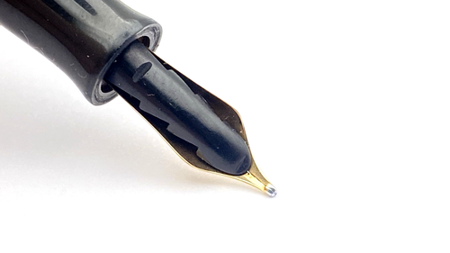 VINTAGE PARKER LUCKY CURVE FOUNTAIN PEN IN TRUE BLUE 14K GOLD MEDIUM NIB CANADA - Picture 8 of 11