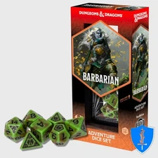Barbarian Class Dice - Set of 14 Green Brown - Sirius Dice D&D RPG