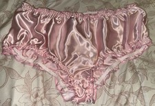 Vtg Styl Ruffled Edge Sissy Glossy Satin Bikini Brief Panties Knickers L NEW