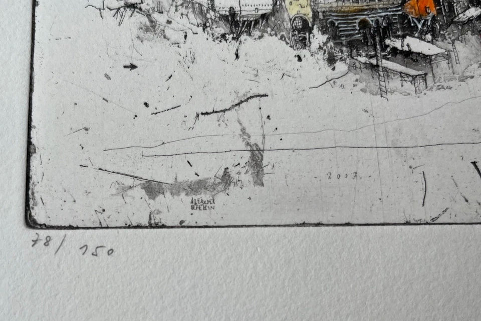 Alexander Befelein Signierte kolorierte num. Original Radierung- Venedig Venezia - Bild 4 von 4