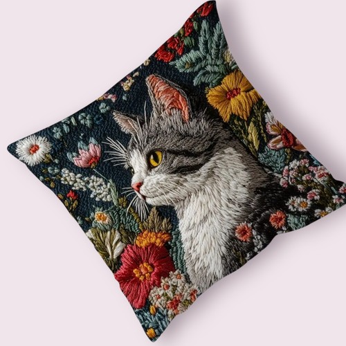 Silver Tabby Cat Cushion Cover 45cm x 45cms ~ NOT EMBROIDERED - Picture 3 of 6