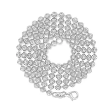 10K White Gold 2mm Moon Cut Diamond Ball Bead Chain Necklace Mens Women 16"-30"
