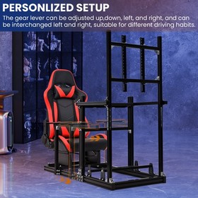 Minneer Racing Simulator Cockpit with Red Seat & TV Stand Fit Logitech