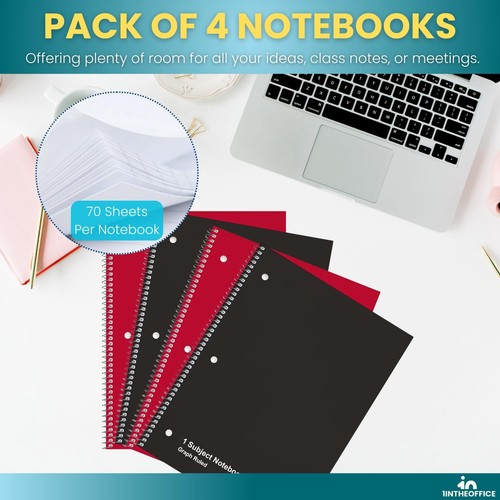 1InTheOffice Graph Paper Notebook, Spiral Paper Notebook, Quad Ruled 8"" x 10... - Picture 7 of 7